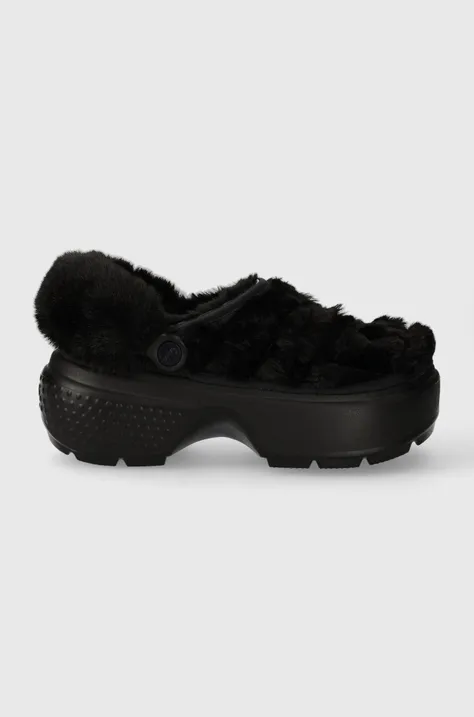 Šľapky Crocs Stomp Lined Quilted Clog dámske, čierna farba, na platforme, 208938