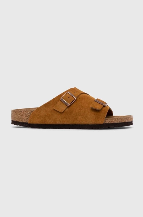 Semišové pantofle Birkenstock dámské, oranžová barva