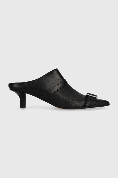 MM6 Maison Margiela stilettos de piele slipper culoarea negru, S66WX0056