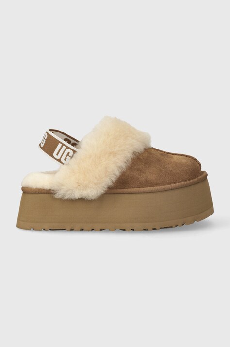 Παντόφλες σουέτ UGG W FUNKETTE χρώμα: καφέ, 1113474 CHE