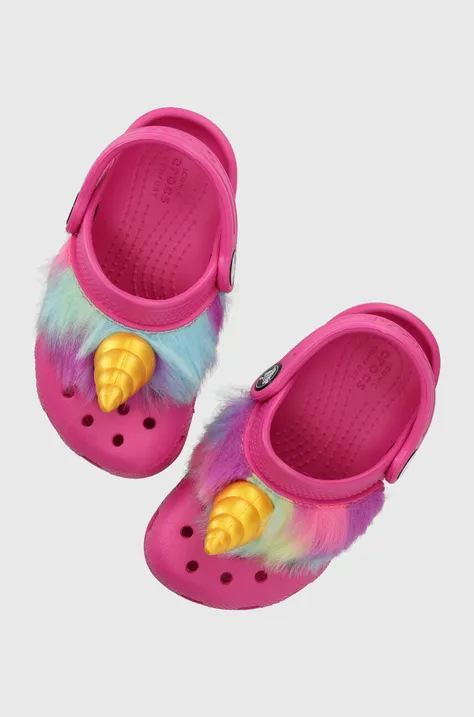 Дитячі шльопанці Crocs I AM UNICORN колір рожевий