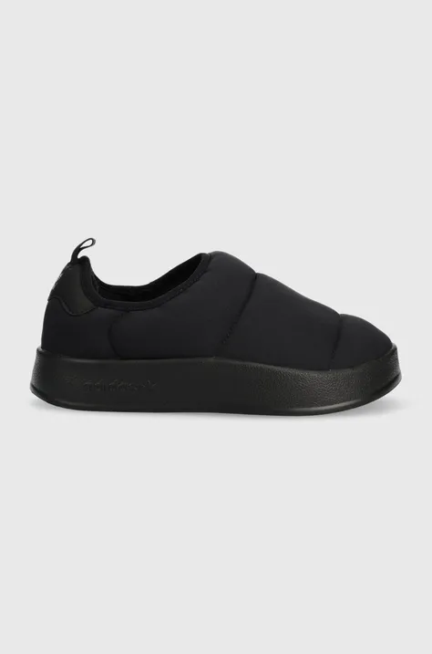 Παιδικές παντόφλες adidas Originals PUFFYLETTE J χρώμα: μαύρο