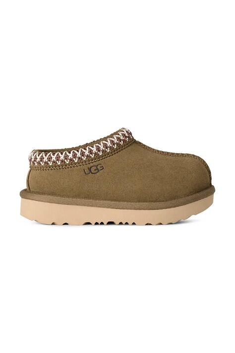 Dětské semišové papuče UGG T TASMAN II zelená barva, 1019066T