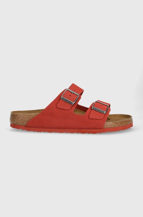 Semišové šľapky Birkenstock Arizona Corduroy pánske, červená farba, 1026145