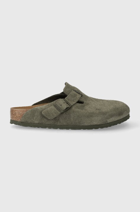 Замшевые шлепанцы Birkenstock мужские цвет зелёный