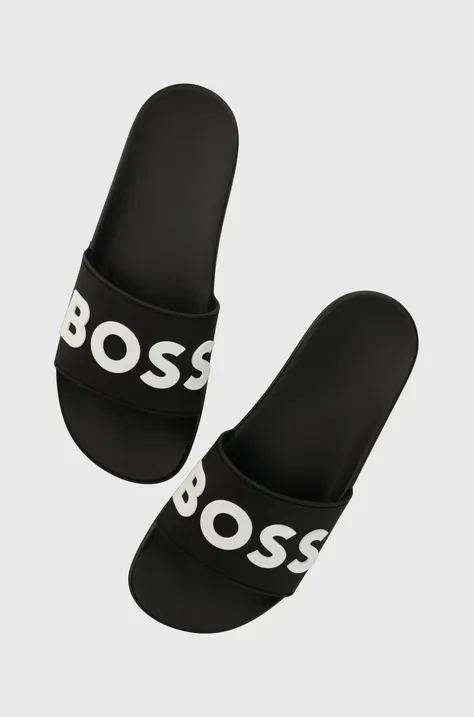 Pantofle BOSS Kirk pánské, černá barva, 50498241