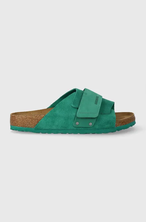 Semišové pantofle Birkenstock pánské, zelená barva