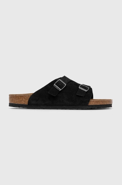 Semišové šľapky Birkenstock čierna farba