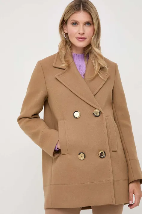 Вовняне пальто Pinko колір коричневий перехідне