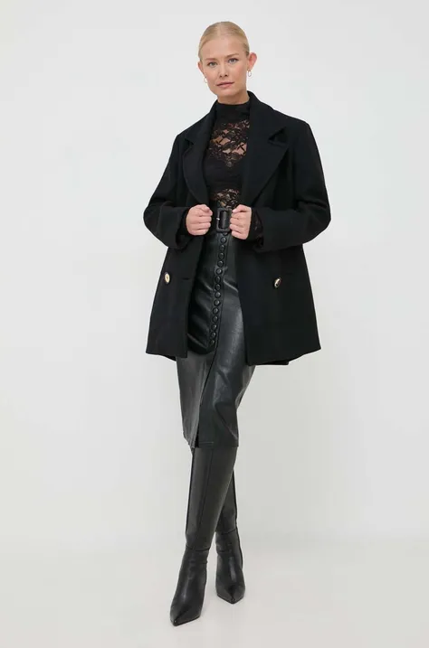 Pinko płaszcz wełniany kolor czarny przejściowy