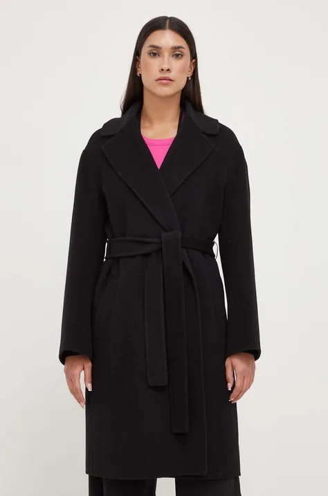 Шерстяное пальто Pinko цвет чёрный переходное