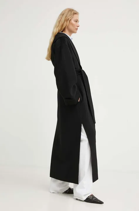 Вовняне пальто By Malene Birger колір чорний перехідний