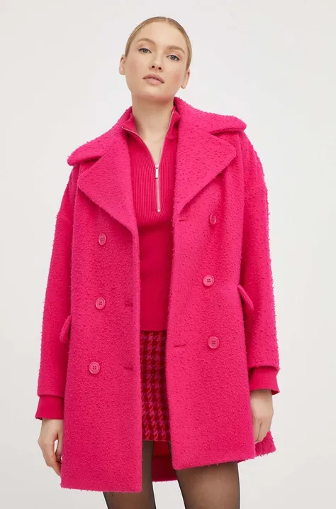 Шерстяное пальто Red Valentino цвет розовый переходное двубортное