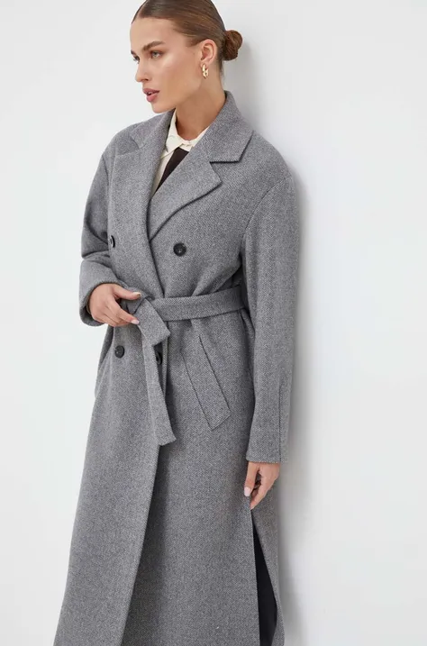 Μάλλινο παλτό Marella χρώμα: γκρι