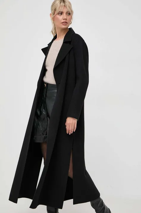 Μάλλινο παλτό Marella χρώμα: μαύρο