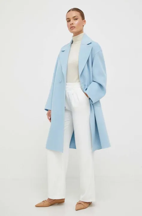 Marella płaszcz wełniany kolor niebieski przejściowy oversize