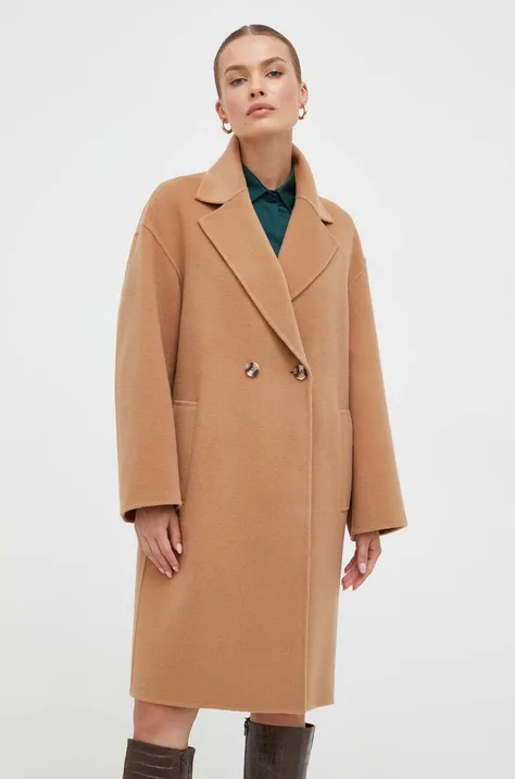 Vlněný kabát Marella béžová barva, přechodný, oversize