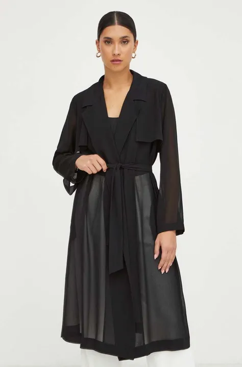Kabát Marella dámsky, čierna farba, prechodný, bez zapínania