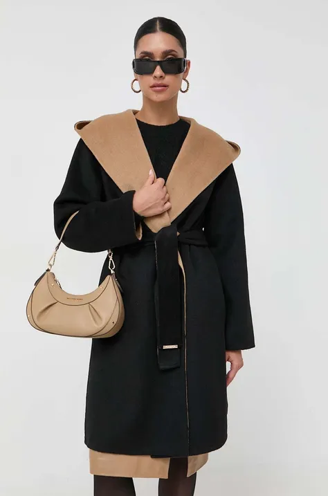 Μάλλινο παλτό Liu Jo χρώμα: μαύρο