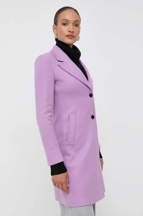 Kabát s prímesou vlny Liu Jo fialová farba, prechodný