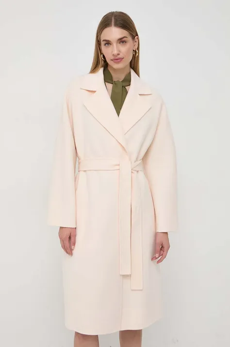Шерстяное пальто Elisabetta Franchi цвет розовый переходное