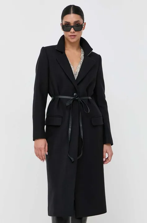 Вовняне пальто Twinset колір чорний перехідний