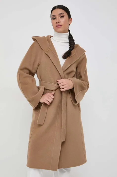 Вовняне пальто Luisa Spagnoli колір бежевий перехідне