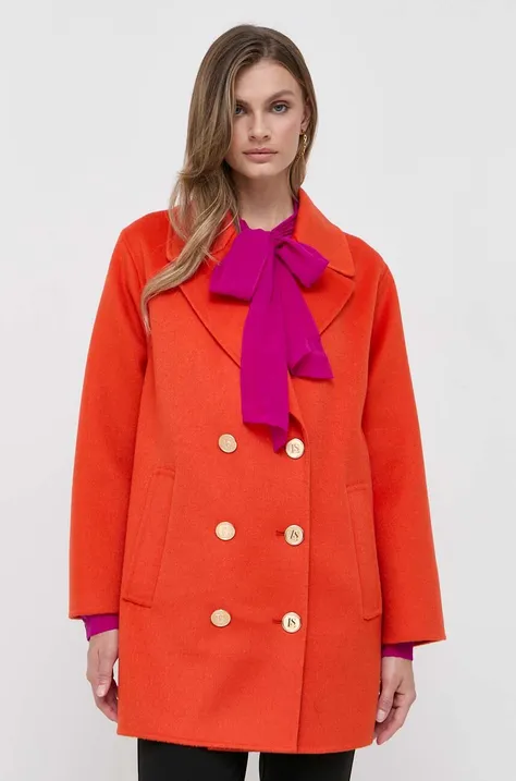Vlnený kabát Luisa Spagnoli oranžová farba, prechodný