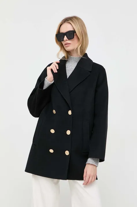 Vlnený kabát Luisa Spagnoli čierna farba, prechodný