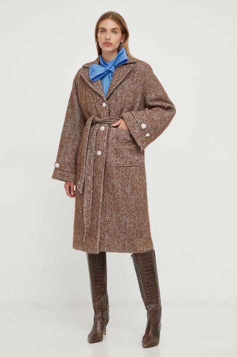 Пальто з домішкою вовни Custommade колір коричневий перехідне oversize