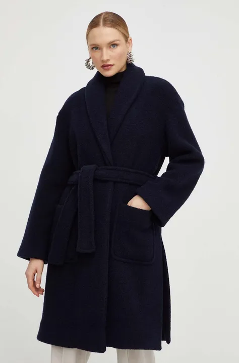 Шерстяное пальто Max Mara Leisure цвет синий переходное oversize
