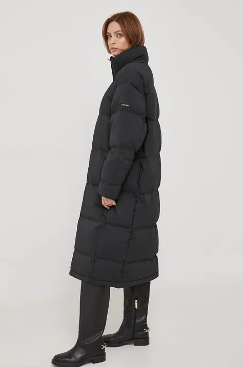 Páperová bunda Calvin Klein dámska, čierna farba, zimná, oversize