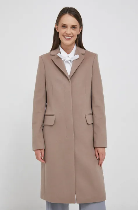 Вовняне пальто Calvin Klein колір бежевий перехідне