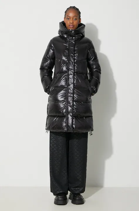 Péřová bunda Woolrich dámská, černá barva, zimní