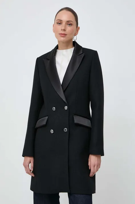 Вовняне пальто Morgan колір чорний перехідний двобортний