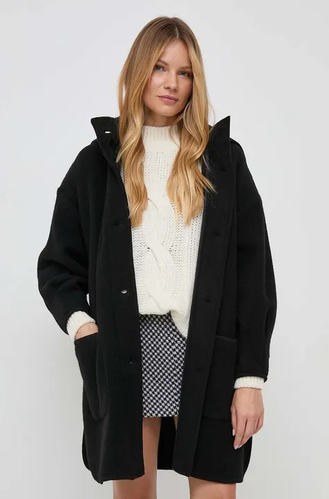 MAX&Co. płaszcz wełniany kolor czarny przejściowy oversize