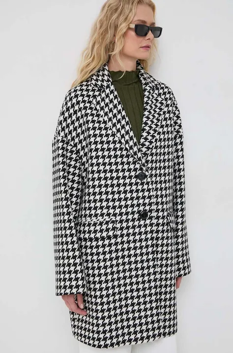 Kabát s prímesou vlny MAX&Co. čierna farba, prechodný, oversize