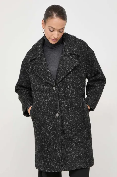 Vlnený kabát Morgan šedá farba, prechodný, oversize