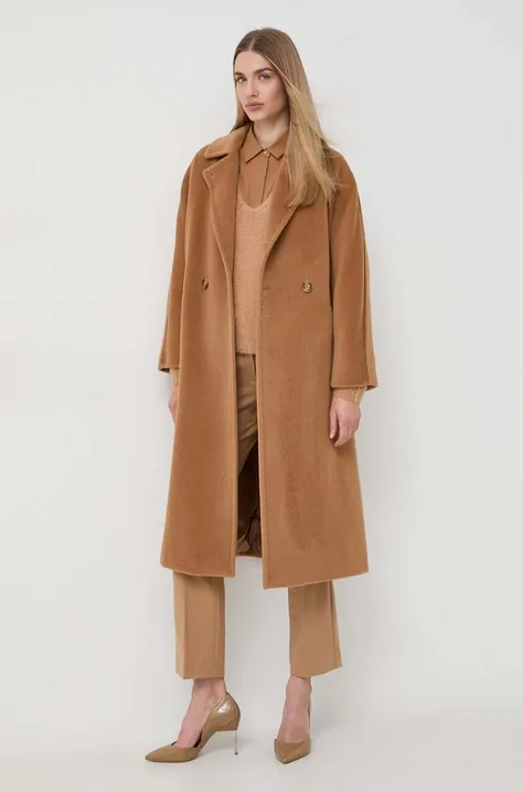 Marella płaszcz wełniany kolor brązowy przejściowy dwurzędowy