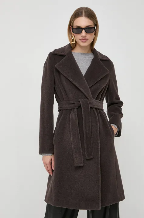 Marella płaszcz wełniany kolor brązowy przejściowy