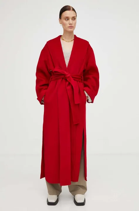 By Malene Birger płaszcz wełniany kolor czerwony przejściowy niezapinany