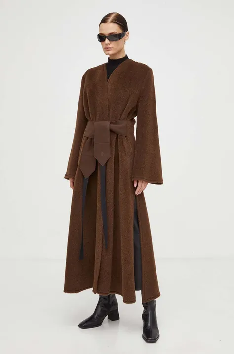 By Malene Birger płaszcz wełniany kolor brązowy przejściowy