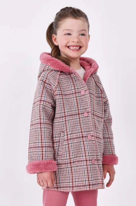 Детское пальто из смесовой шерсти Mayoral цвет розовый
