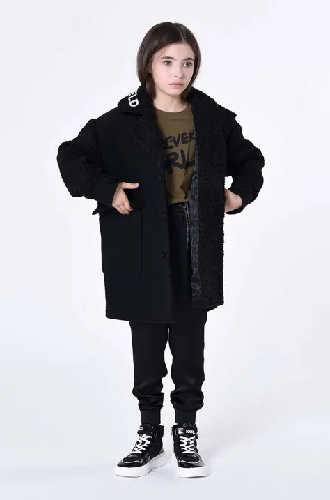 Otroški plašč Karl Lagerfeld črna barva
