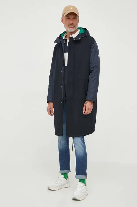 Палто с вълна Armani Exchange в тъмносиньо преходен модел