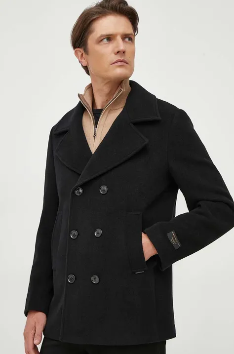 Μάλλινο παλτό Liu Jo χρώμα: μαύρο