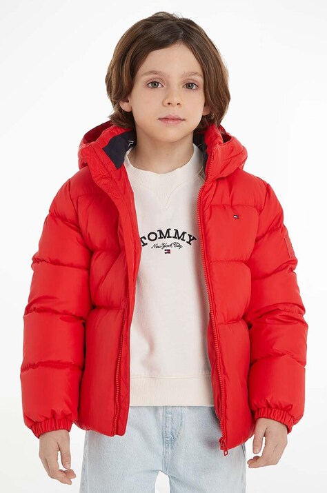 Дитяча пухова куртка Tommy Hilfiger колір червоний