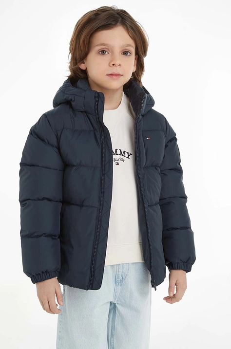 Tommy Hilfiger geaca de puf pentru copii culoarea negru