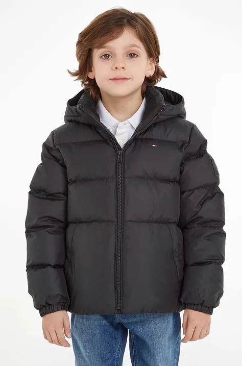 Παιδικό μπουφάν με πούπουλα Tommy Hilfiger χρώμα: μαύρο