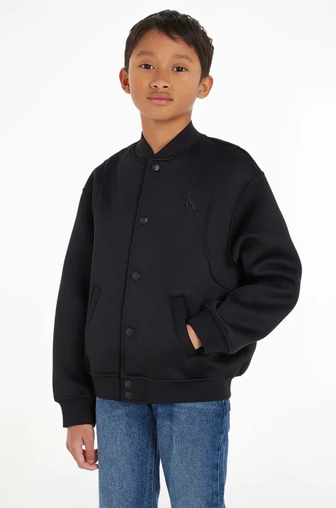 Detská bunda bomber Calvin Klein Jeans čierna farba